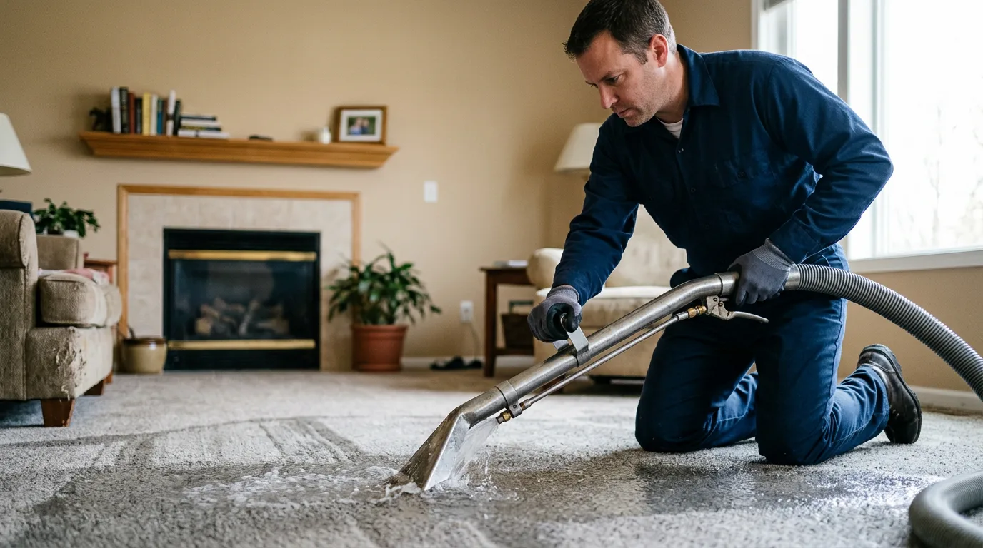 Water damage restoration technician working near Black Oak, AR